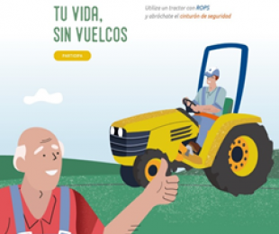 Ilustración tractor. Campaña: Tu vida sin vuelcos