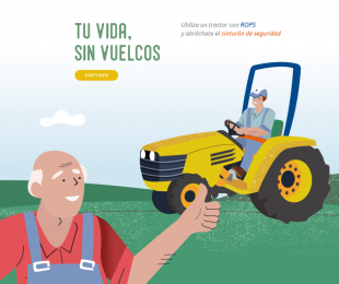 Ilustración tractor. Campaña: Tu vida sin vuelcos